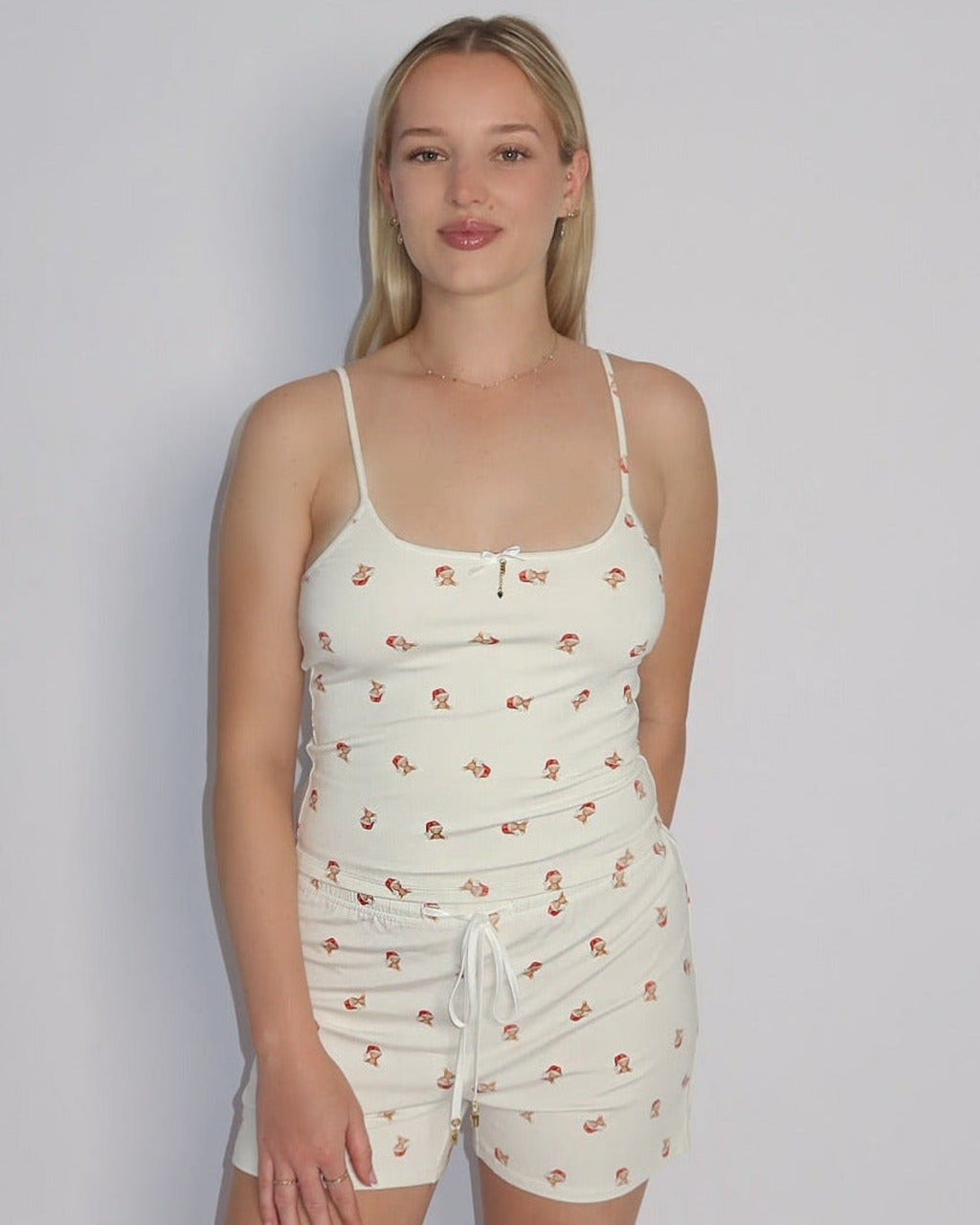 Bamboo Singlet Top in Christmas Teddy