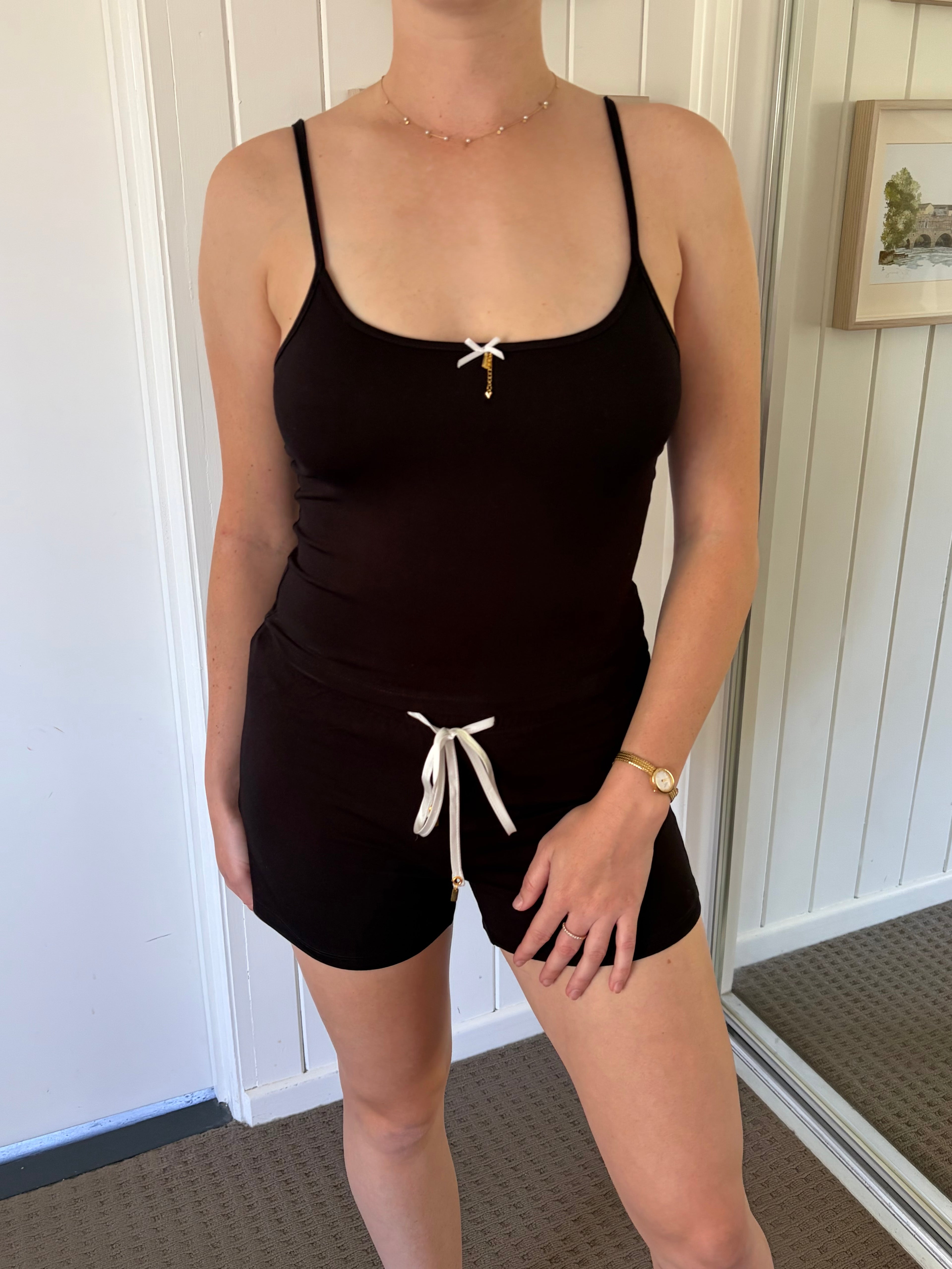 Bamboo Singlet Top in Midnight Black