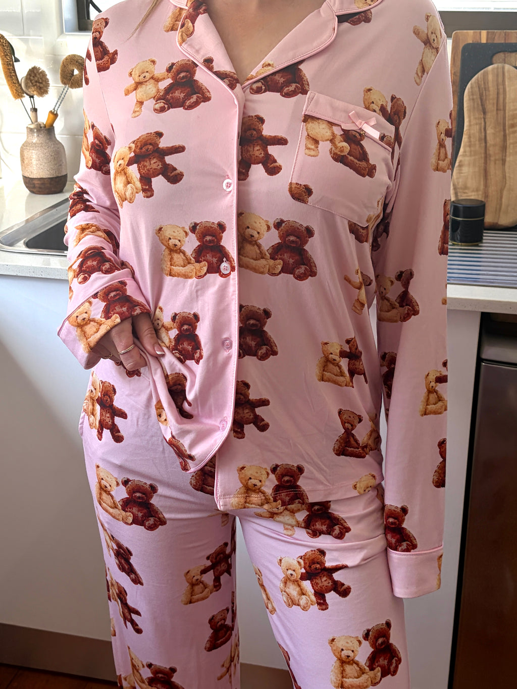 Teddy Bear Button Up Long Sleeve
