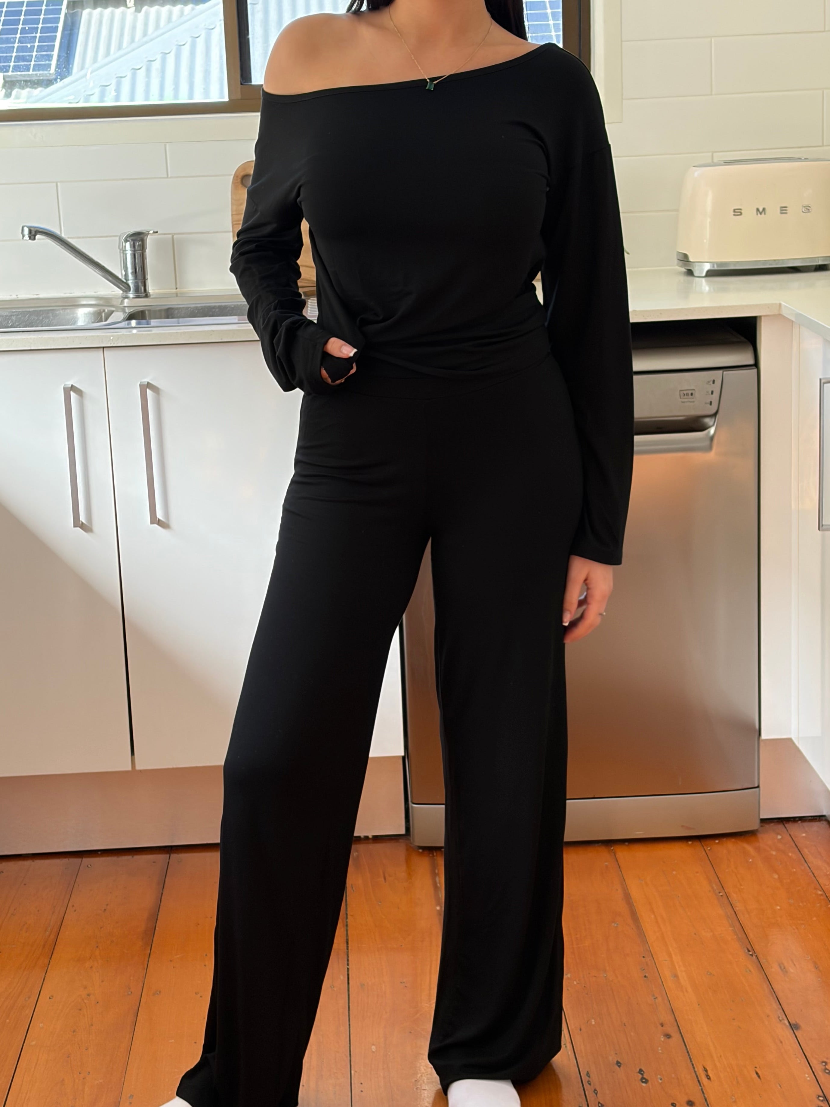 Bamboo Pants in Midnight Black