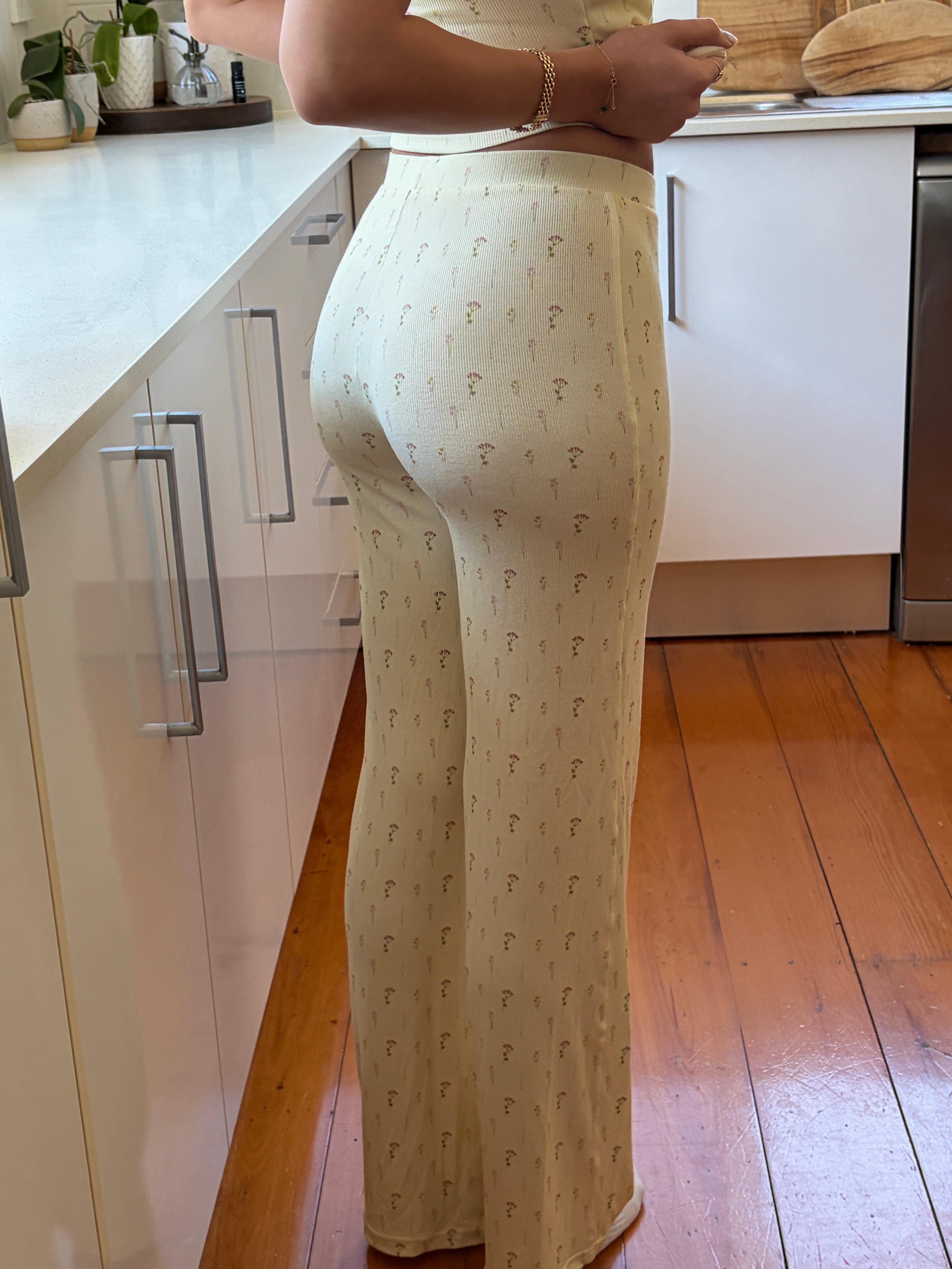 Ribbed Pants in Buttercream Yellow