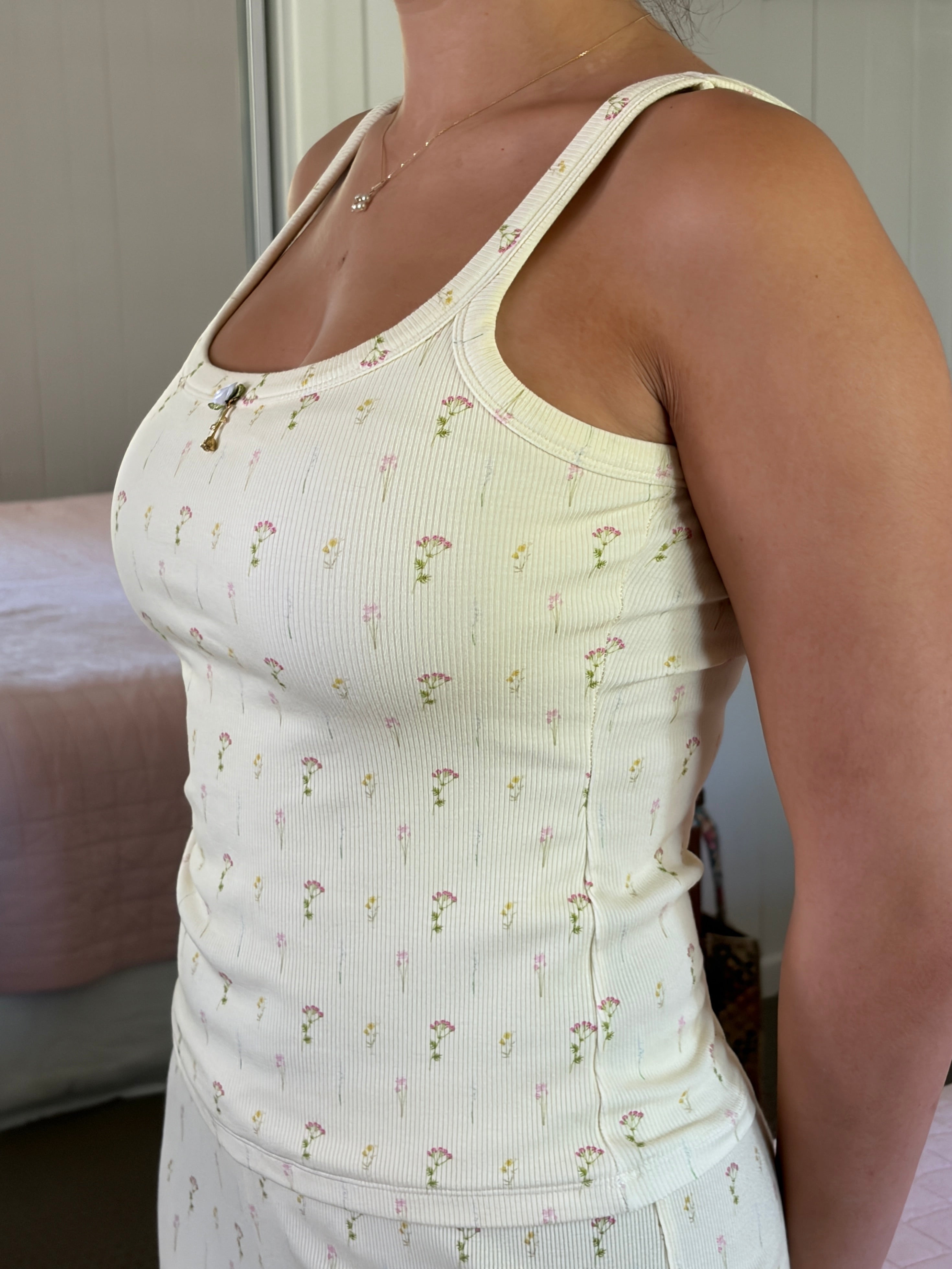 Ribbed Tank Top in Buttercream Yellow