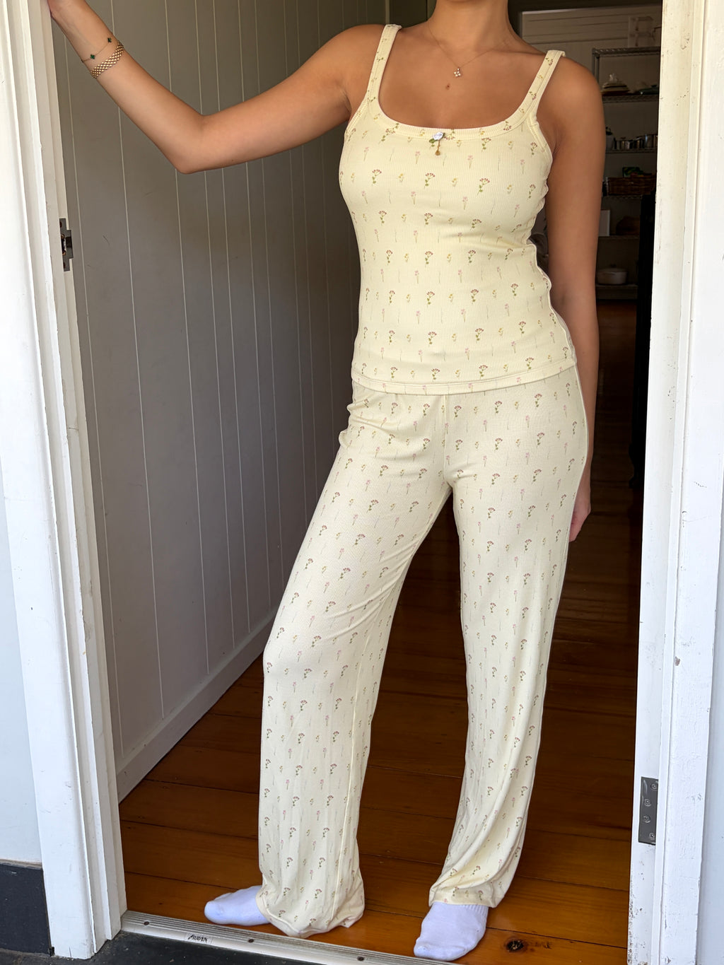 Ribbed Pants in Buttercream Yellow