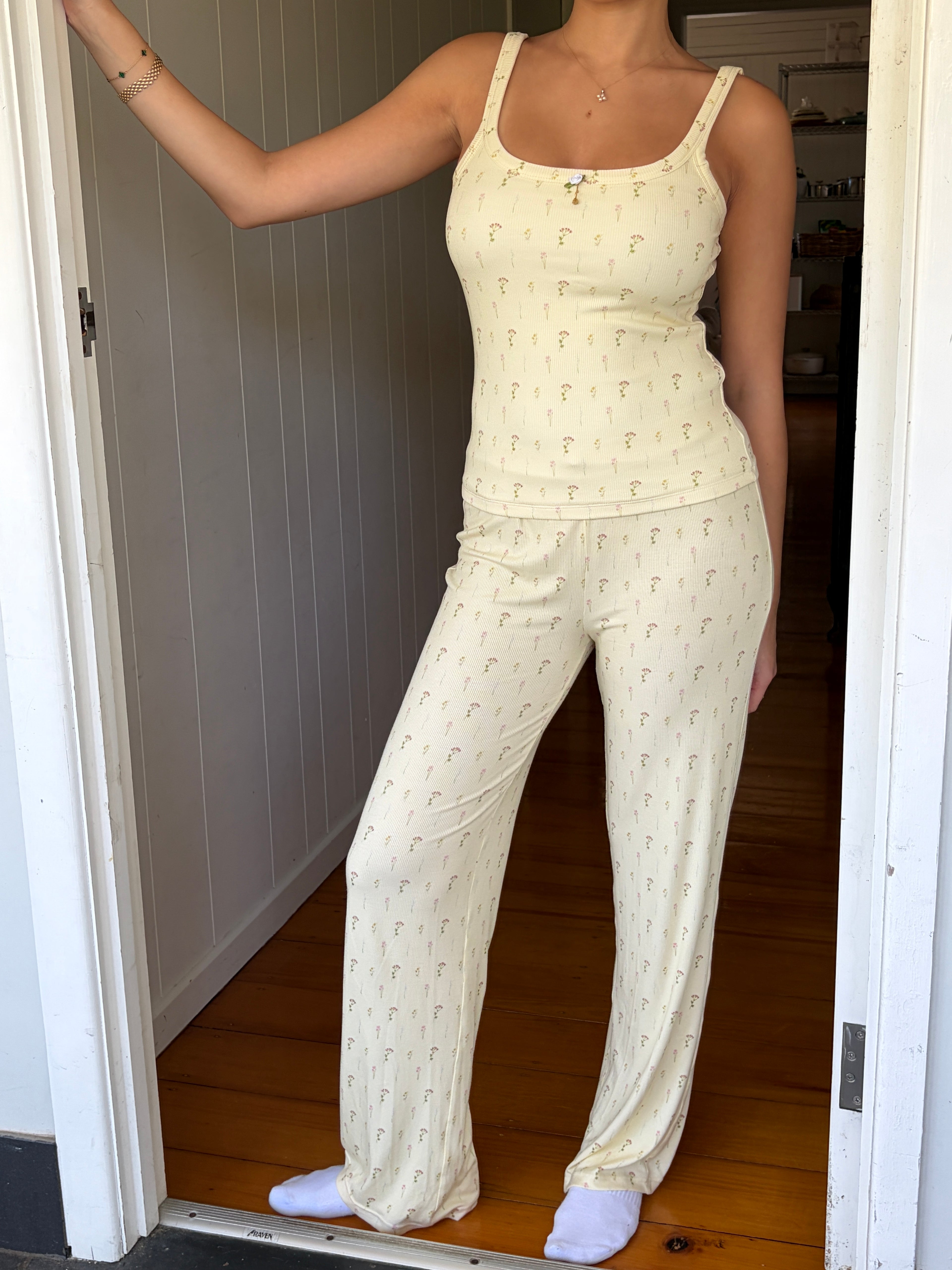 Ribbed Pants in Buttercream Yellow