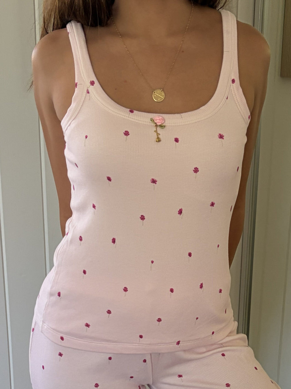 Ribbed Tank Top in Pink Camellia