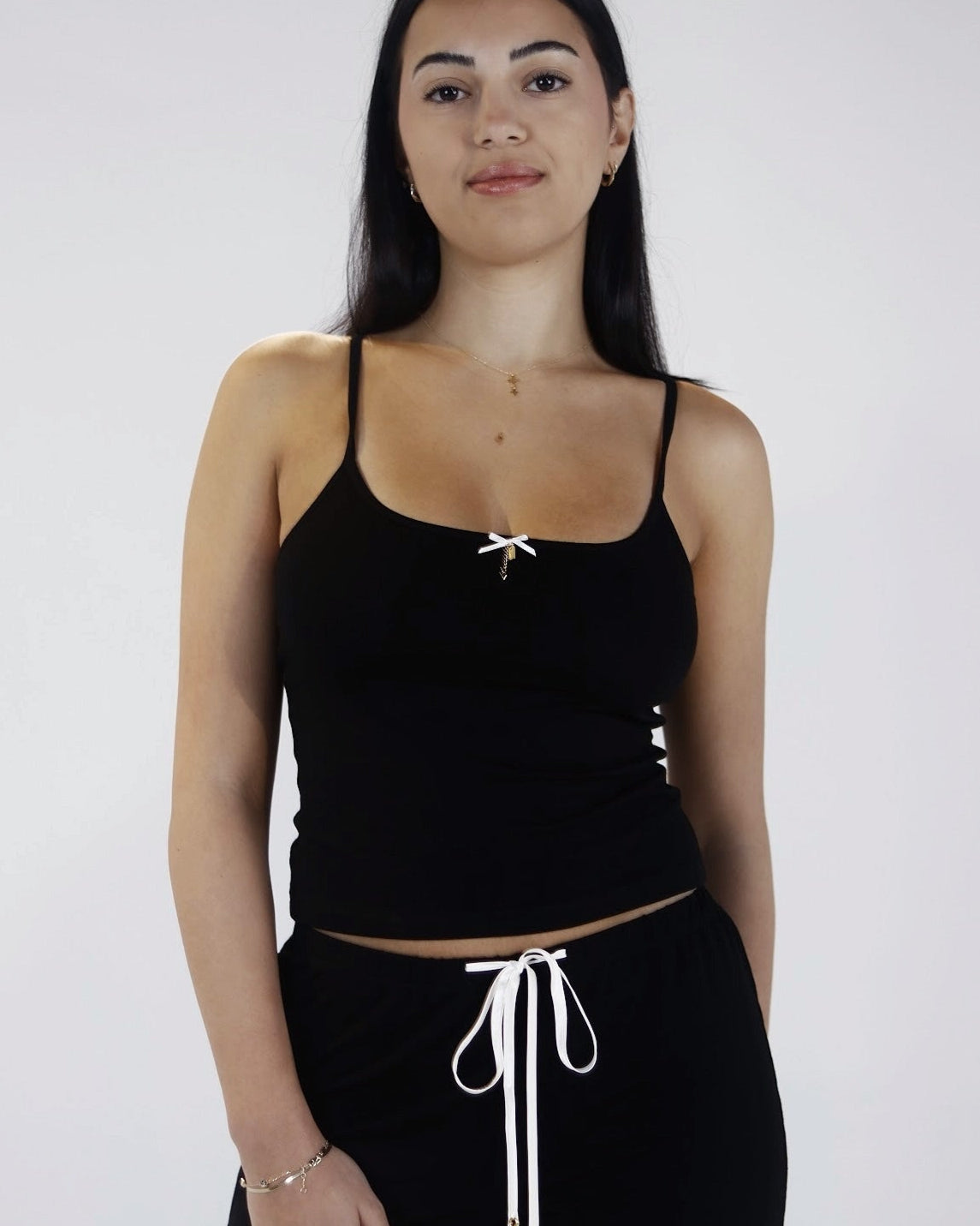Bamboo Singlet Top in Midnight Black